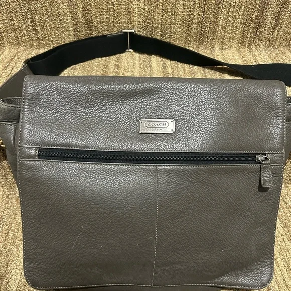 Coach Gray Leather Messenger Bag